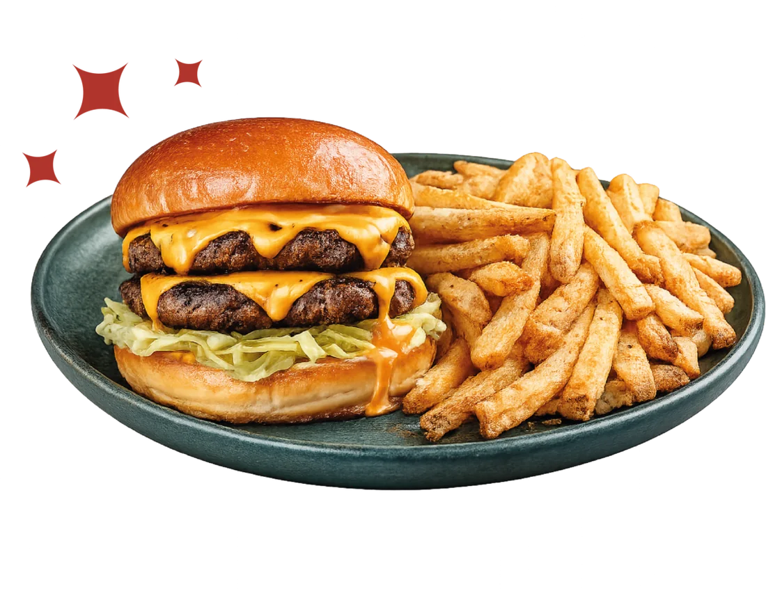 Le smash burger The One Ball et ses frites maison